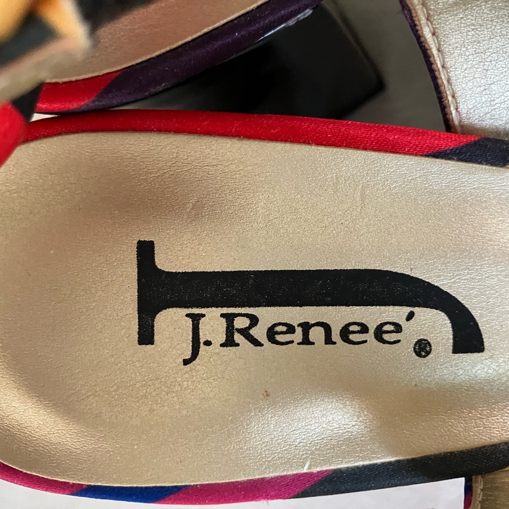 J. RENEE’ “CIPRIANA-JJ’ Size 9M, Silk, multicolored striped Slingback Pumps NWOT - Picture 2 of 14